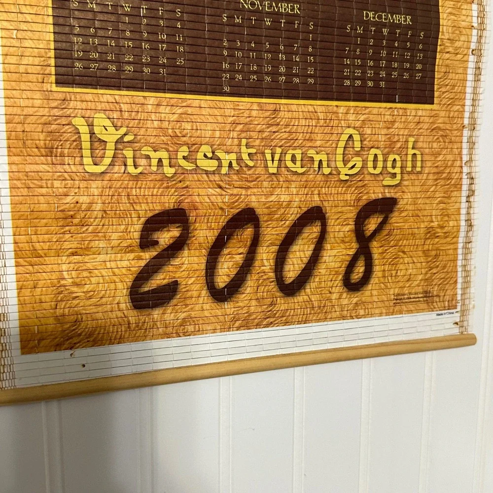 Vincent van Gogh Bamboo Wall Scroll Calendar Set 2007 2008 Sunflowers Irises Art